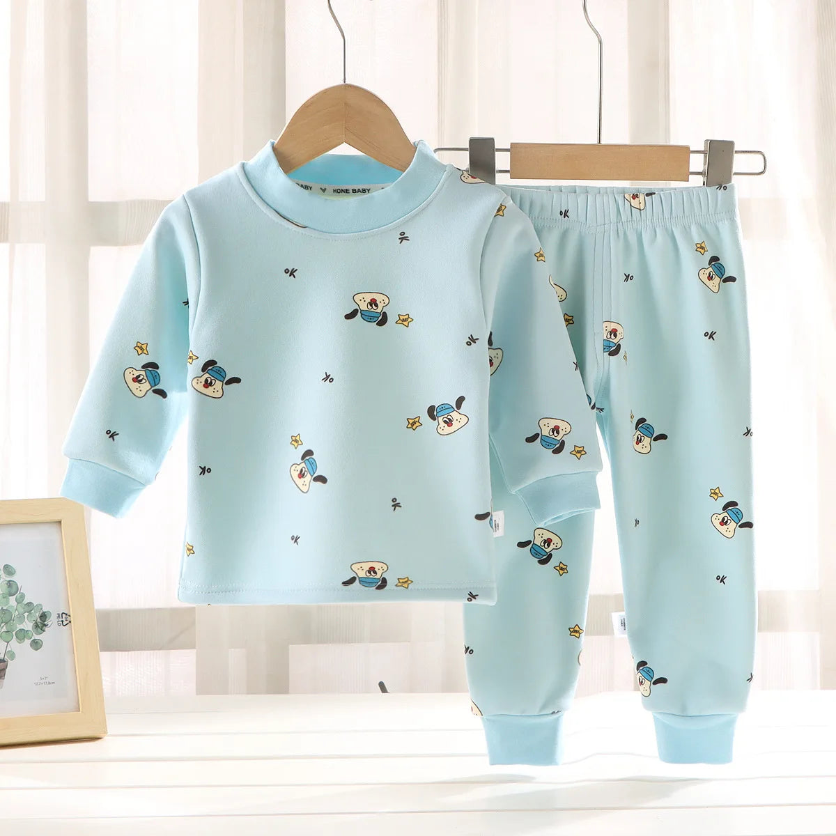 Kids Autumn Winter Thicken Warm Pajamas Toddler Baby Cute Cartoon Long Sleeve Pyjamas Boys Girls Casual Sleepwear Clothing Sets