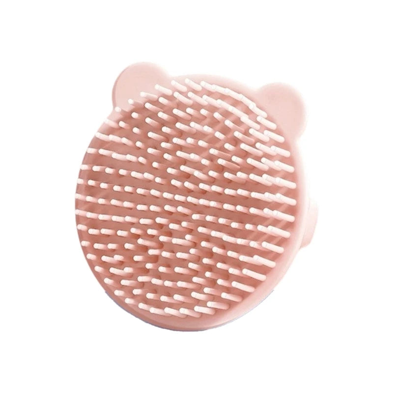 Brosse à shampoing pour bébé à embout rond, en silicone doux, nettoyant pour le cuir chevelu, brosse à cheveux motif animaux amusants, accessoire de bain pour nourrisson.