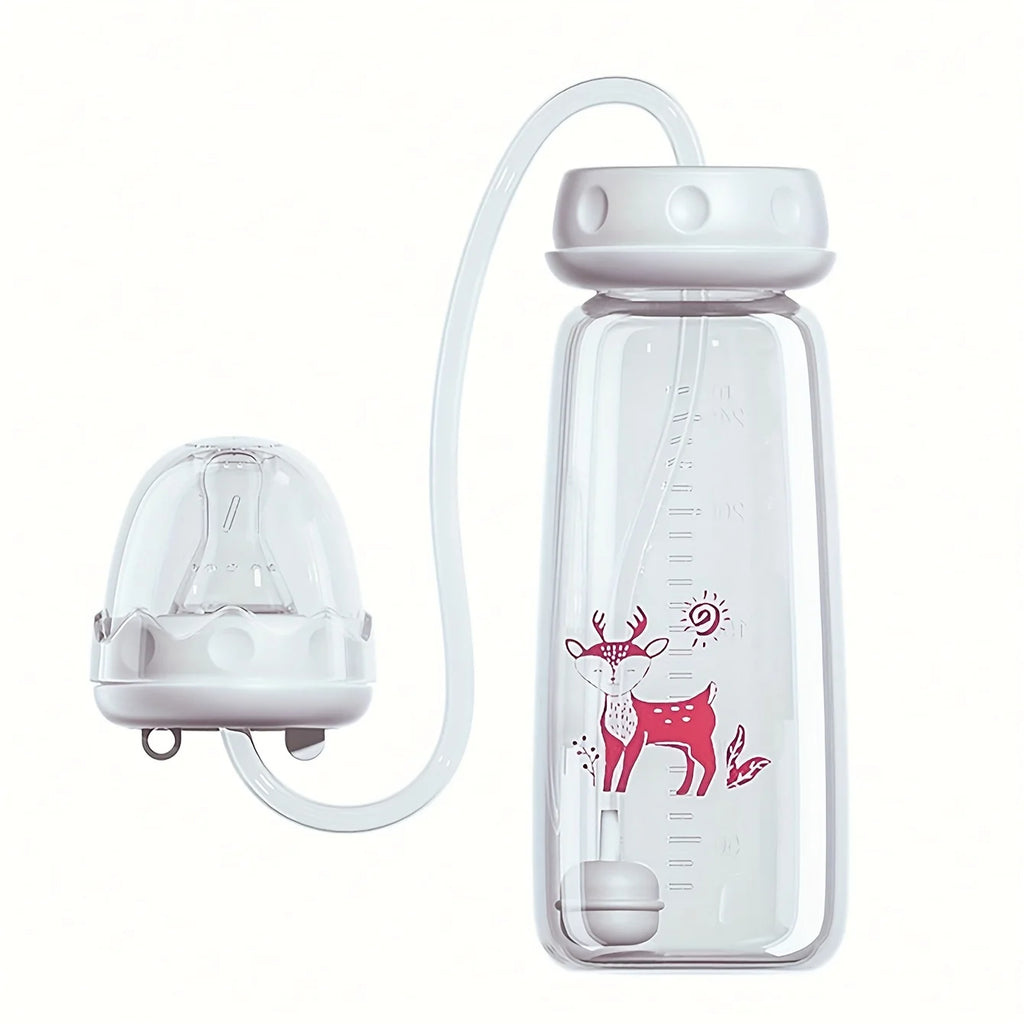 Biberon à col normal de 240 ml (8 oz) avec goupillon pour paille, ensemble de biberons mains libres en PP - facilite l'alimentation.