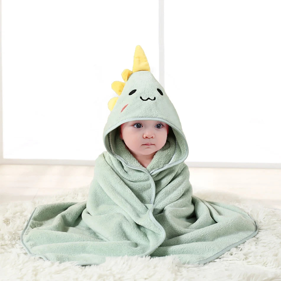Couverture bébé garçon fille motif dinosaures et animaux, couverture froide à capuche, kit d'accessoires pour berceau, lange pour bébé enfant, serviette de bain en velours à séchage rapide