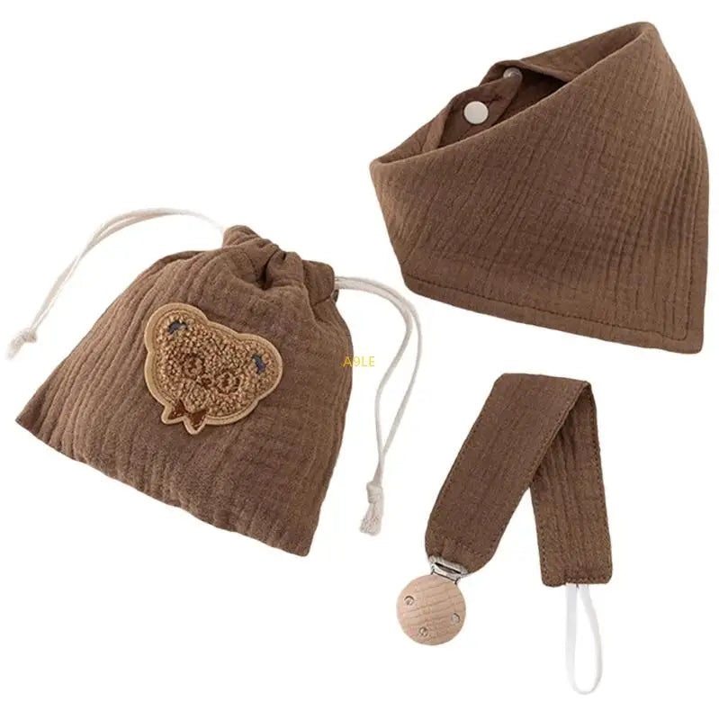 Bavoir pour bébé, attache-tétine en tissu absorbant la salive, sac de rangement inclus, accessoires d'alimentation.