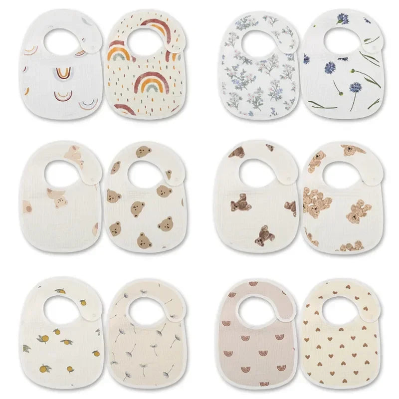 Lot de 2 bavoirs en coton pour bébé, en mousseline douce, pour nouveau-né, idéal pour l'allaitement et les bébés (garçons et filles). Accessoires pour bébé.