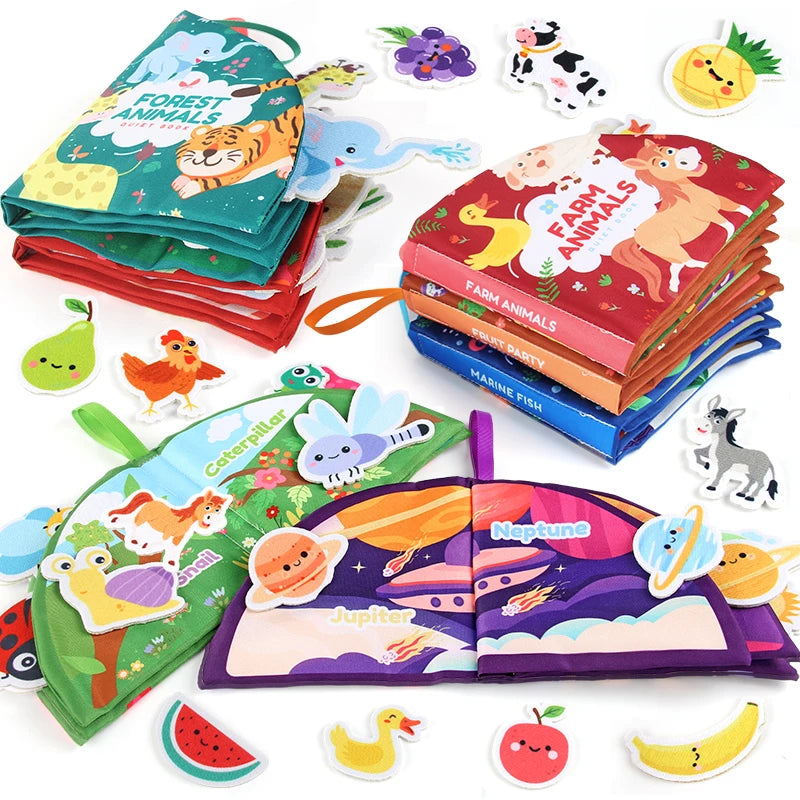 Livre en tissu doux pour bébé, enseigne les couleurs, jouet d'éveil interactif pour nourrissons.