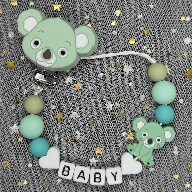 Attaches-tétines personnalisées gratuites avec prénom, jouets de dentition, attaches-tétines, chaînes, accessoires pour bébé, cadeau de naissance.