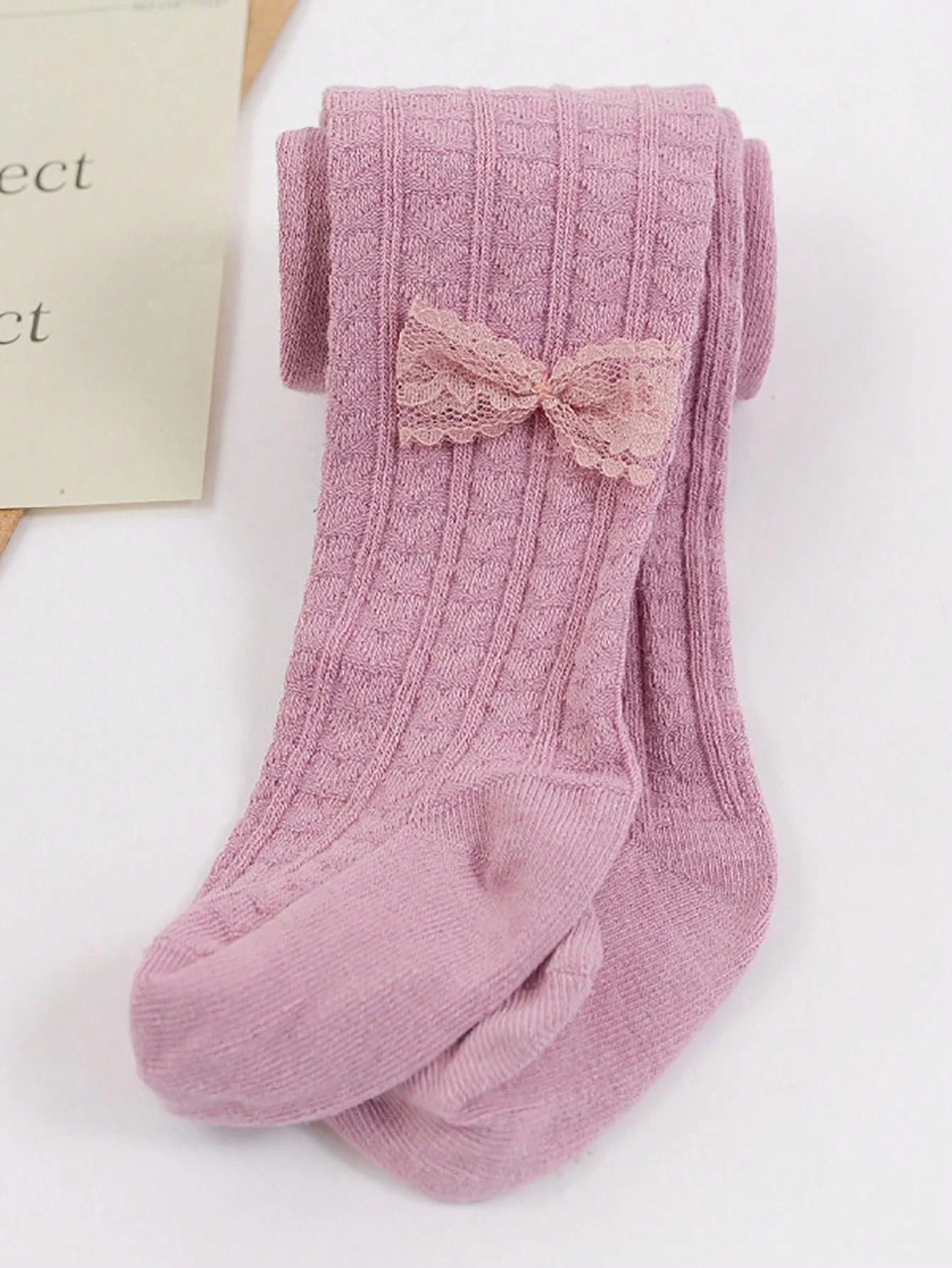 1 Pair of Baby Girls' Heart-Patterned Leggings with Lace Bowknots Decoration Are Suitable for Girls to Wear with Lolita Outfits for Everyday Wear