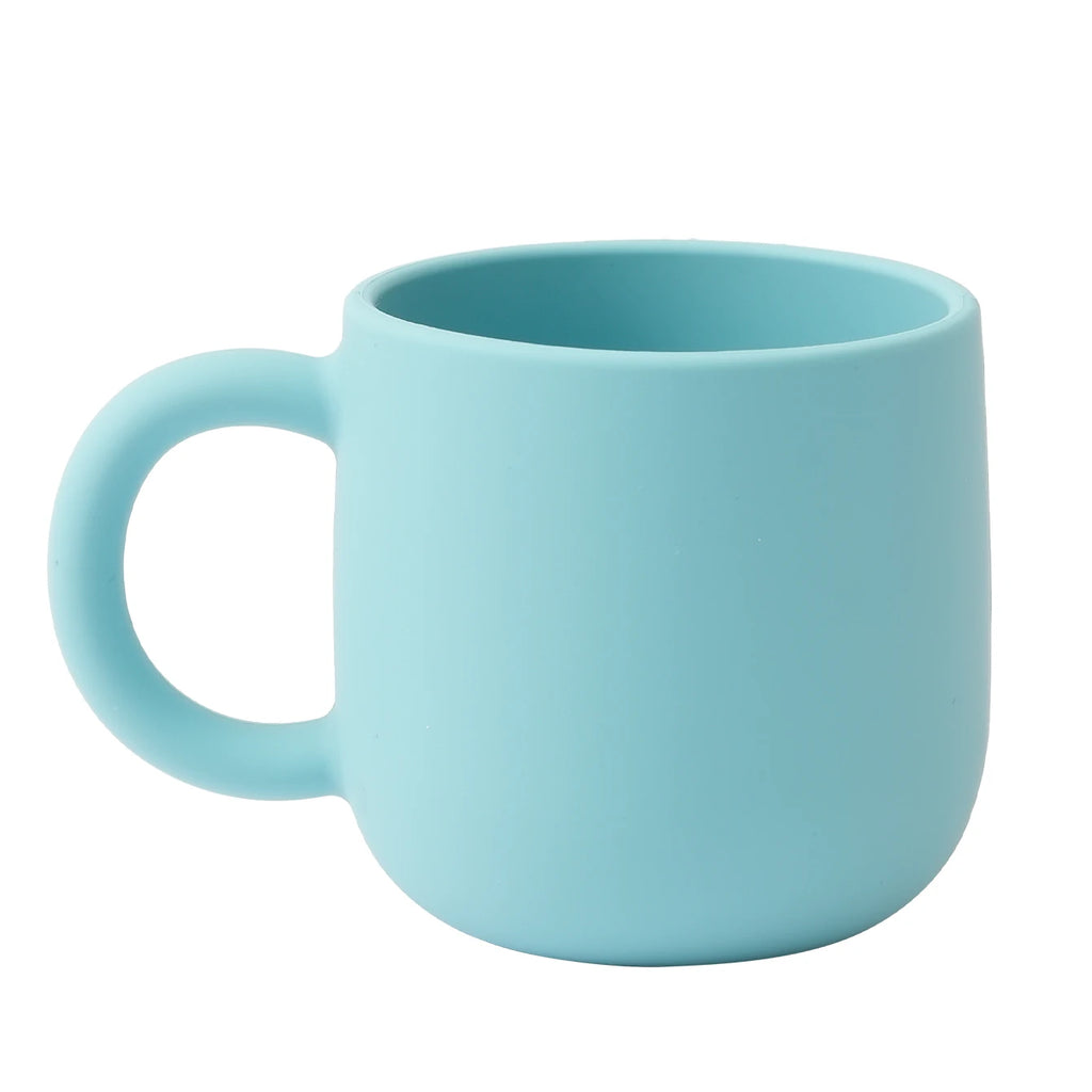 Gobelet d'alimentation pour bébé en silicone Color Kids (1 pièce), avec poignée unique, sans BPA, couleur unie, idéal comme cadeau de naissance.
