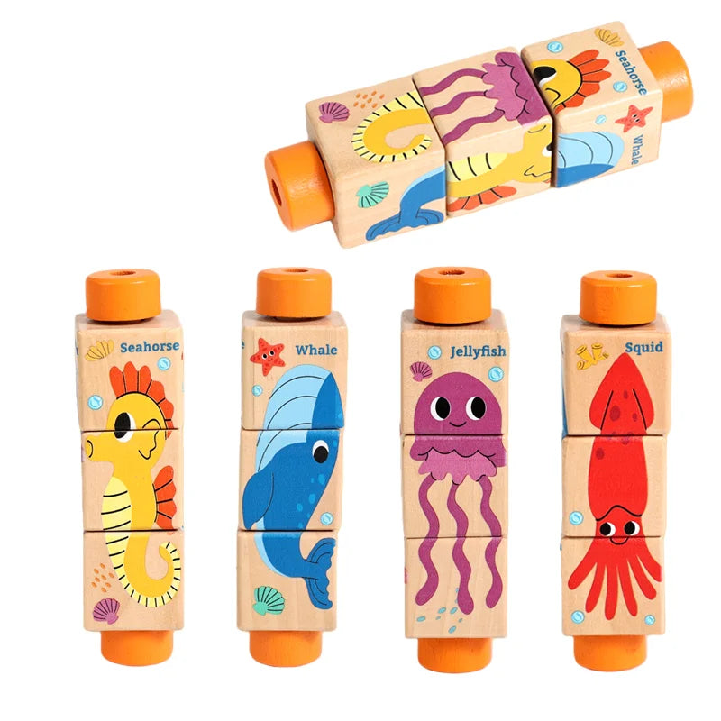 Puzzle en bois rotatif pour bébé, mobile musical avec clochette, jeu Montessori, cadeau de naissance.