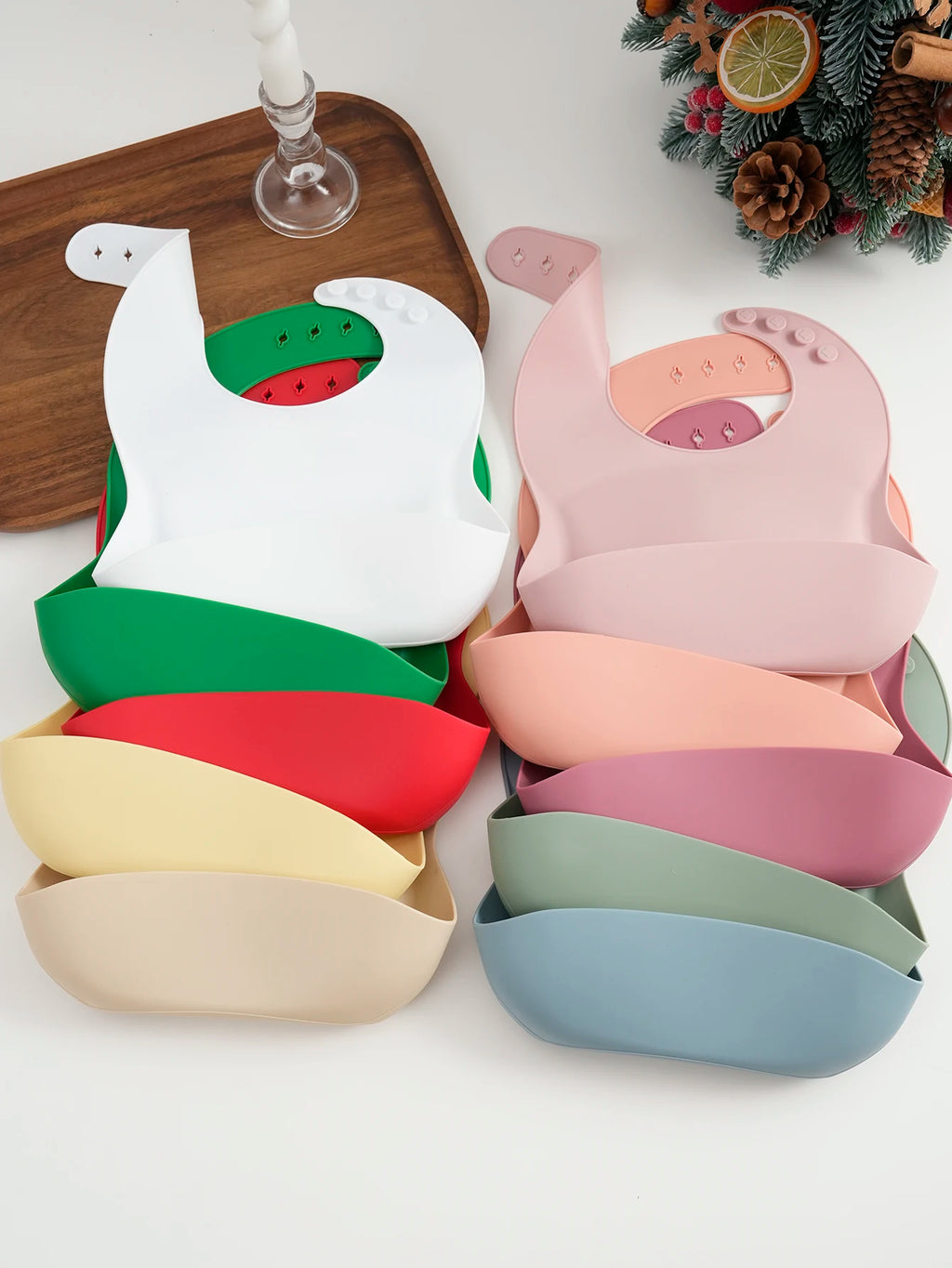 Bavoir bébé en silicone imperméable Color Kids (1 pièce) - Accessoire d'alimentation pour nouveau-né - Bavoir anti-bave - Cadeau de Noël pour bébé.