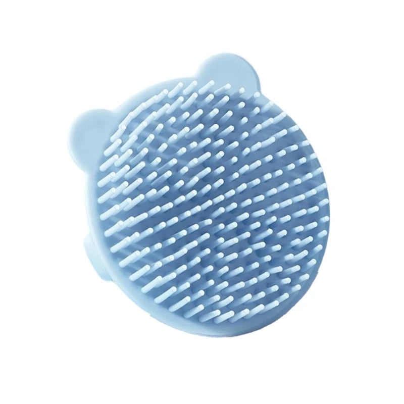 Brosse à shampoing pour bébé à embout rond, en silicone doux, nettoyant pour le cuir chevelu, brosse à cheveux motif animaux amusants, accessoire de bain pour nourrisson.