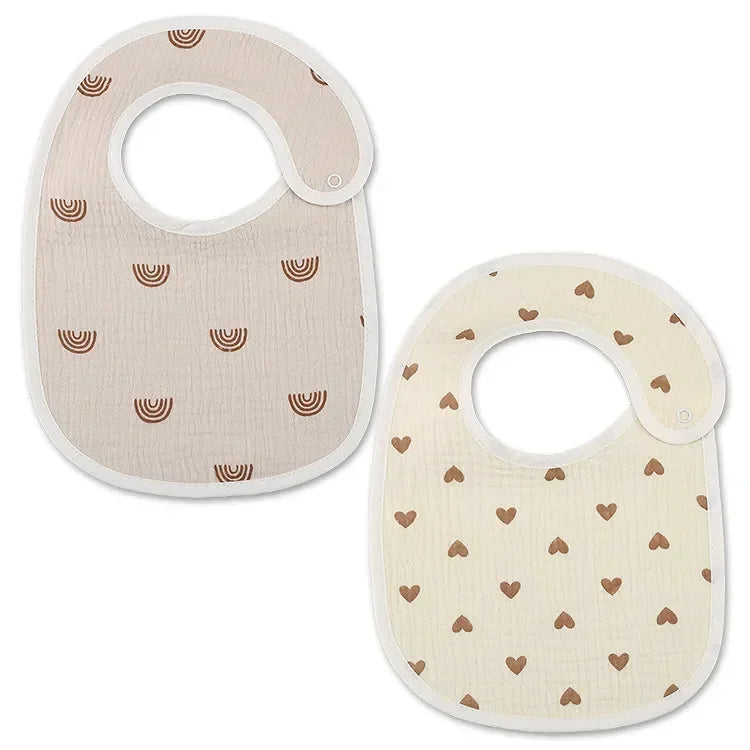 Lot de 2 bavoirs en coton pour bébé, en mousseline douce, pour nouveau-né, idéal pour l'allaitement et les bébés (garçons et filles). Accessoires pour bébé.