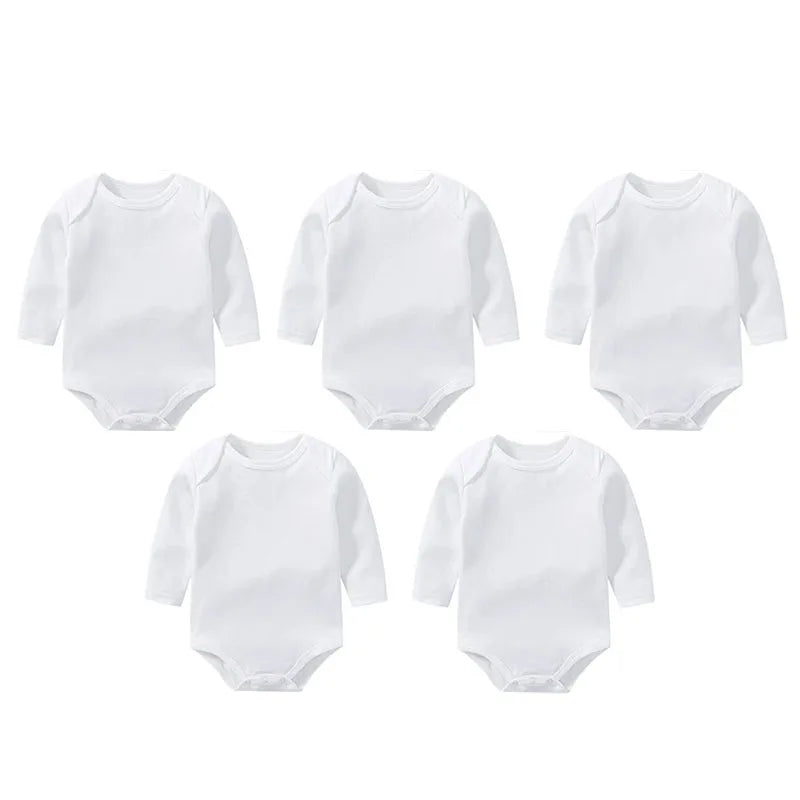 3/8PCS/LOT Long Sleeved Baby Bodysuits 100% Cotton Solid White Newborn Baby Boy Girl Rompers Infant Jumpsuit Ropa 0-12Month