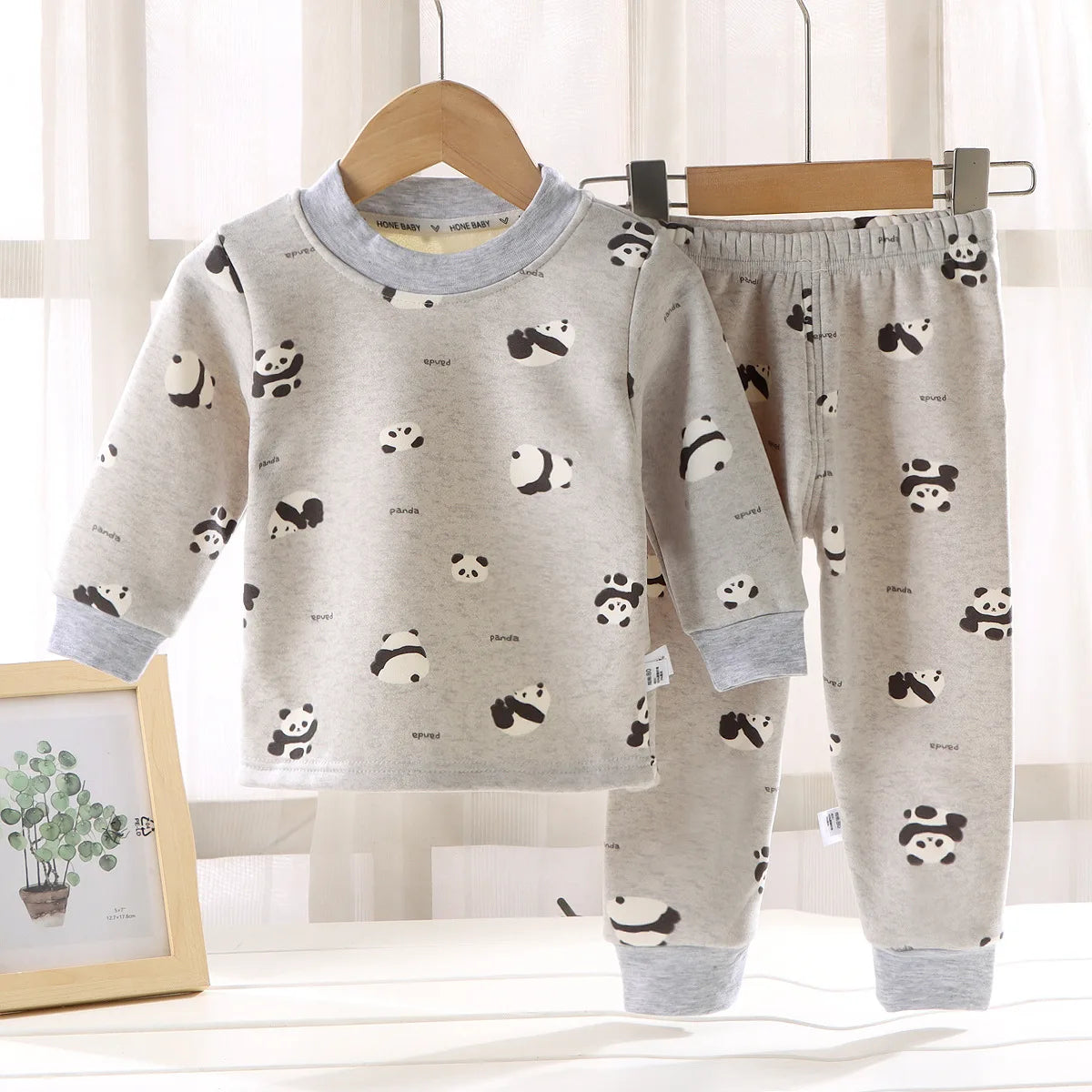 Kids Autumn Winter Thicken Warm Pajamas Toddler Baby Cute Cartoon Long Sleeve Pyjamas Boys Girls Casual Sleepwear Clothing Sets