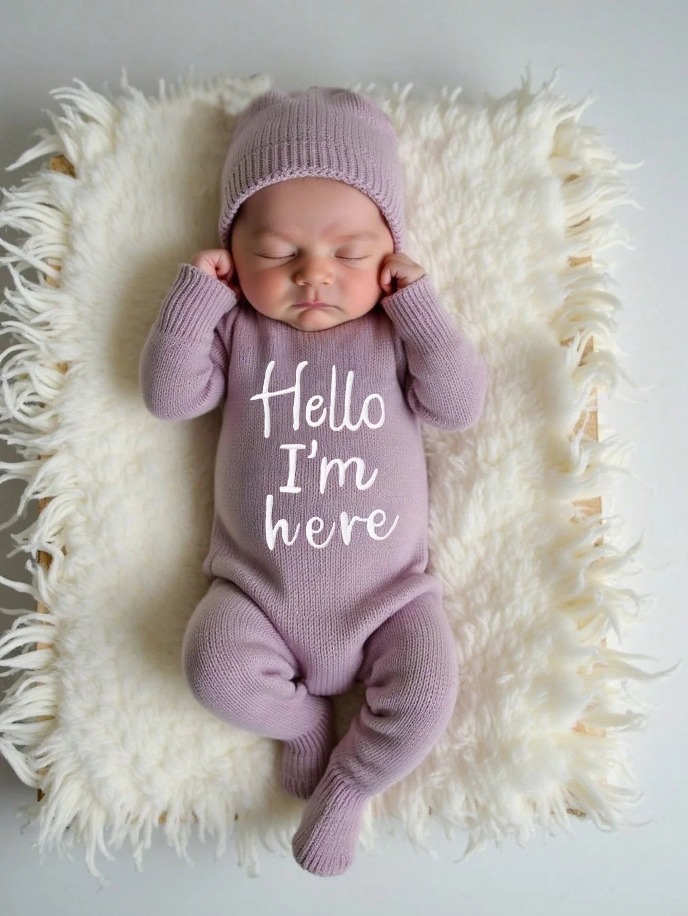 Ylsteed "Hello" Embroidery Newborn Photography Props Infant Romper Jumpsuit With Bow Hat Baby Coming Home Outfit Baby Photo-HD