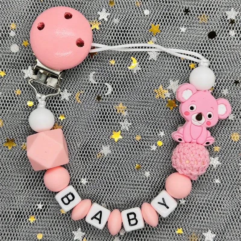 Attaches-tétines personnalisées gratuites avec prénom, jouets de dentition, attaches-tétines, chaînes, accessoires pour bébé, cadeau de naissance.
