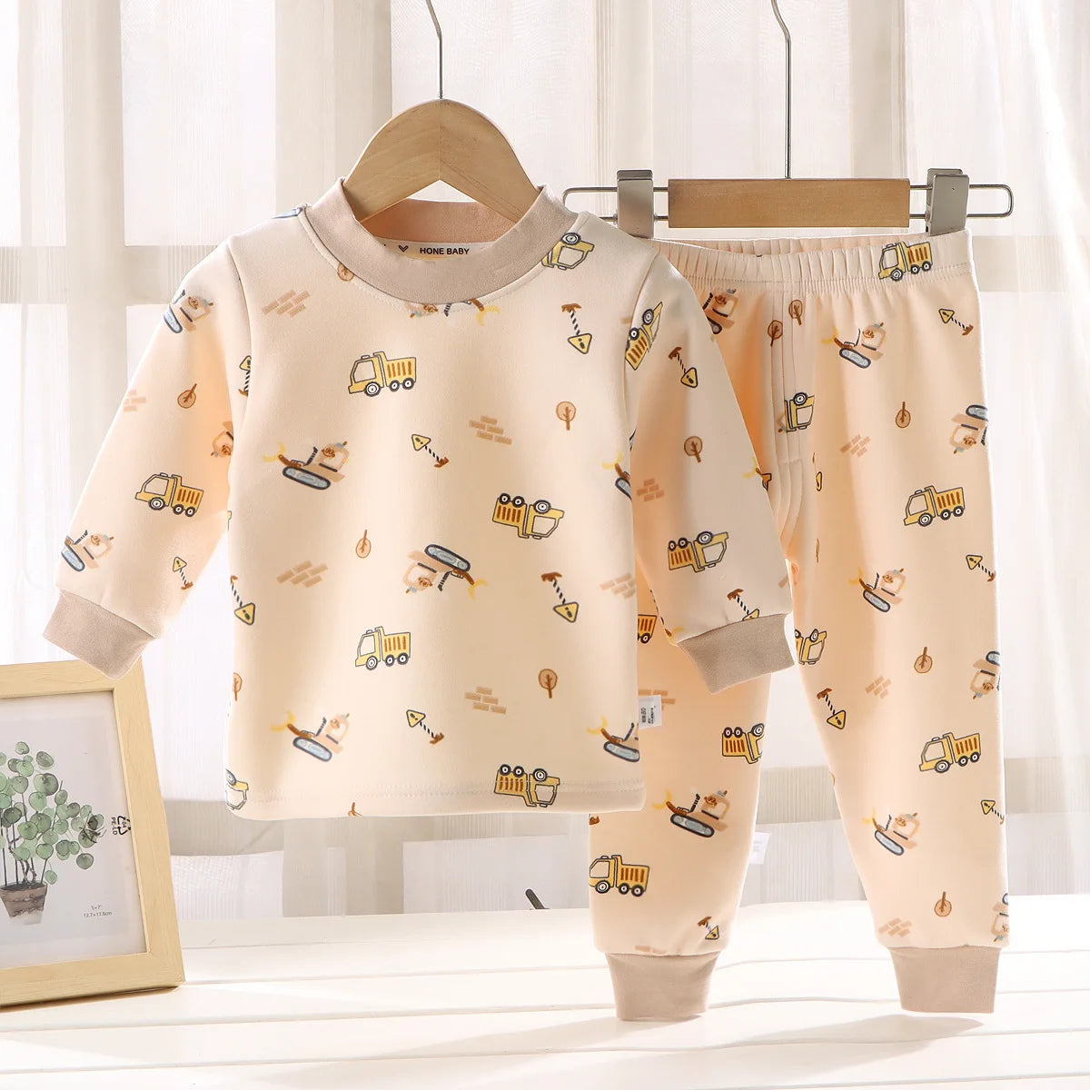 Kids Autumn Winter Thicken Warm Pajamas Toddler Baby Cute Cartoon Long Sleeve Pyjamas Boys Girls Casual Sleepwear Clothing Sets