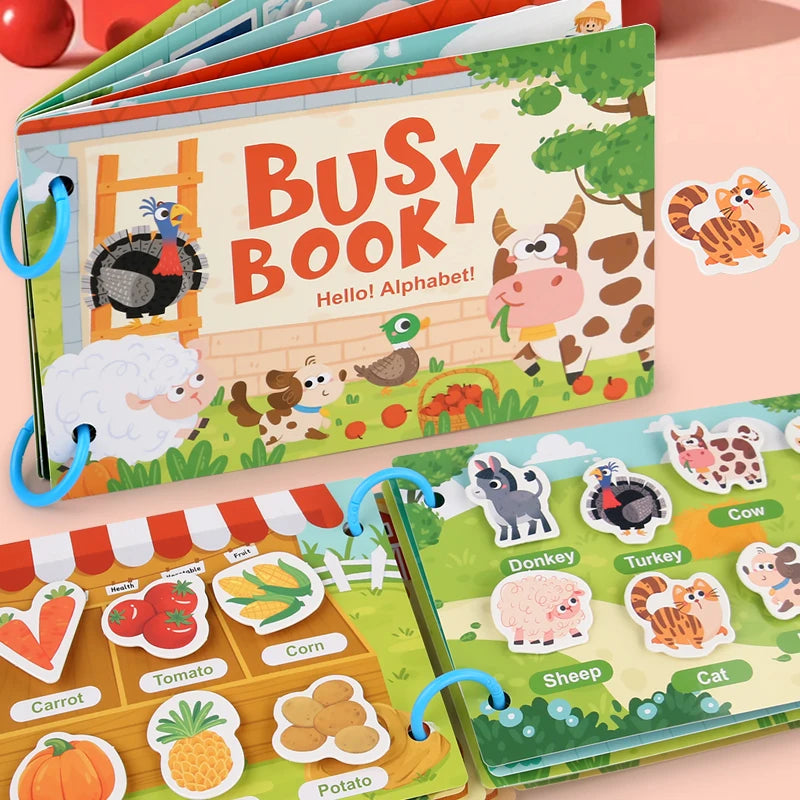 Livre d'activités Montessori pour bébé Mon premier livre d'activités Paste Early Learning Education Ty Jeu d'association de jouets pour bébés de 2 à 3 ans.