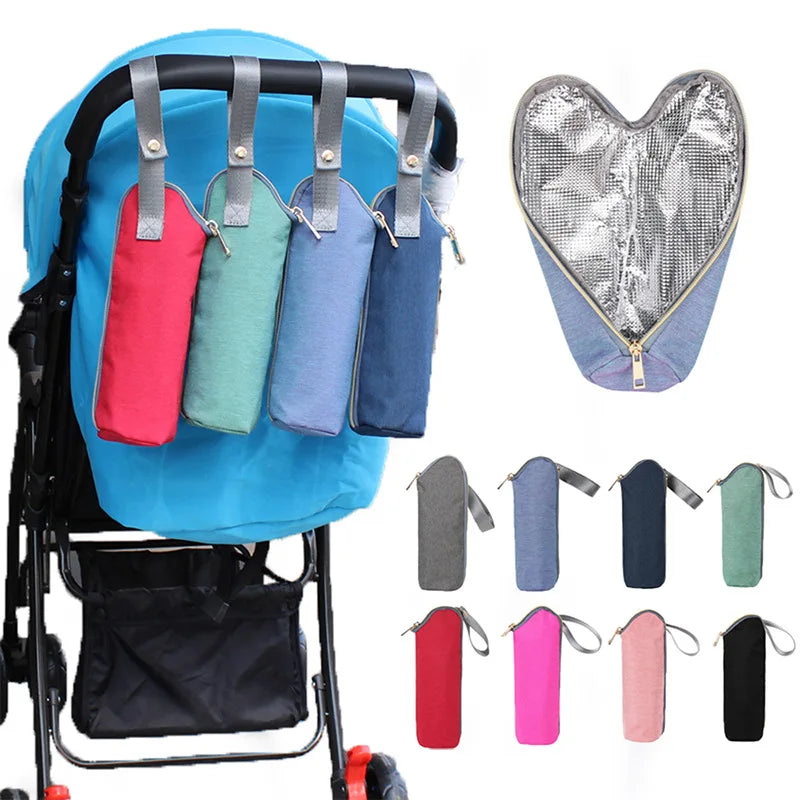 Sac isotherme portable pour biberon, imperméable et chauffant, idéal pour les poussettes et les accessoires d'allaitement.