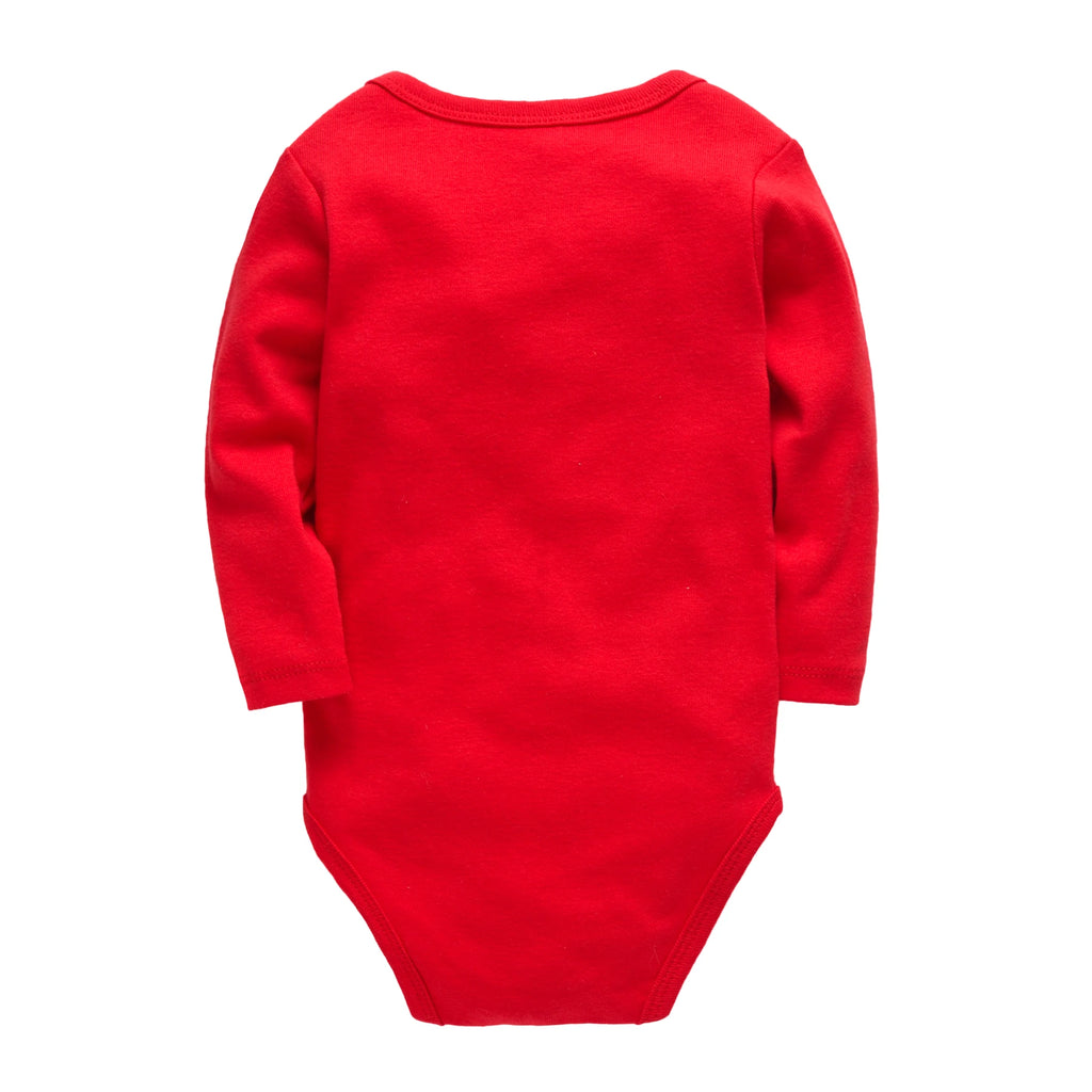 Honeyzone 3PCS/Sets Red Unisex Baby Bodysuit Loungewear Soft Long Sleeve Cotton One-Piece Jumpsuit Newborns Baby Clothing Babies