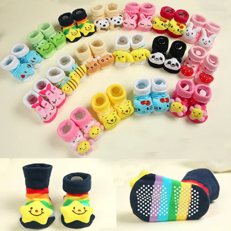 Chaussettes pour bébé, chaussons jouets, accessoires pour nouveau-nés, en caoutchouc antidérapant, motif animal, vêtements pour bébés et enfants.