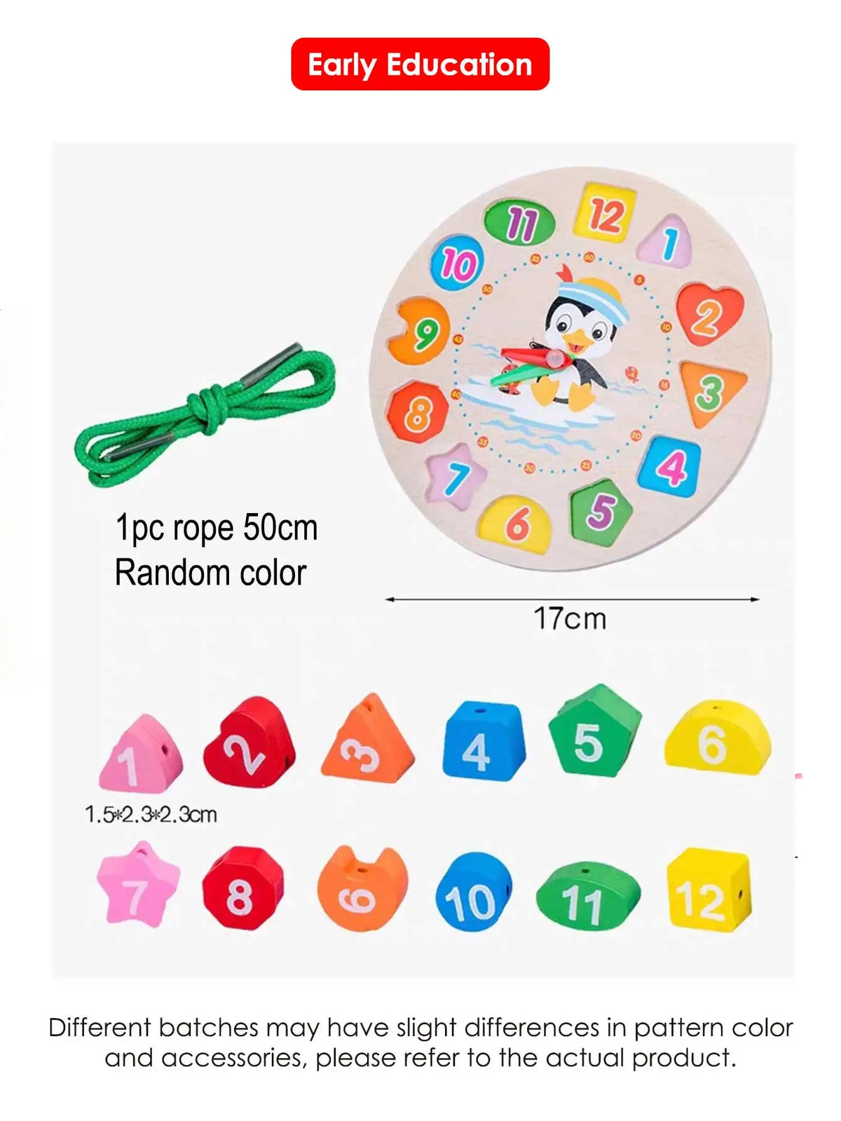 Puzzle horloge en bois Montessori pour apprendre l'heure, trier les formes et les chiffres, jeu d'éveil et de motricité fine (3 ans et plus).