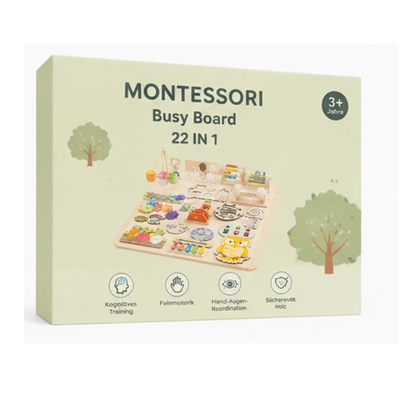 Accessoires Montessori de qualité supérieure pour tableau d'activités, jouets éducatifs sensoriels et de motricité fine | Kit d'activités en bois pour enfants d'âge préscolaire.