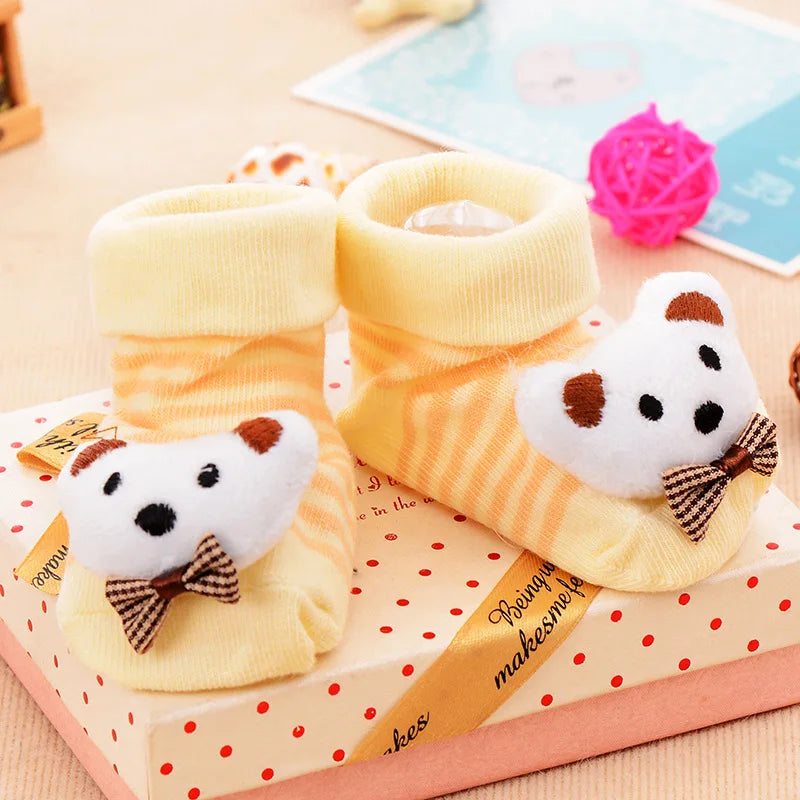 Chaussettes pour bébé, chaussons jouets, accessoires pour nouveau-nés, en caoutchouc antidérapant, motif animal, vêtements pour bébés et enfants.