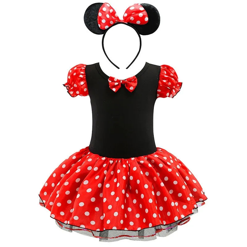 Robe tutu de ballet pour bébé fille, robe d'été à pois et nœuds, bandeau, déguisement de souris pour enfants, vêtements pour Noël et anniversaires.