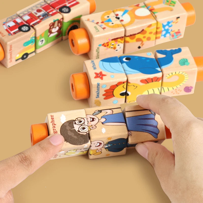 Puzzle en bois rotatif pour bébé, mobile musical avec clochette, jeu Montessori, cadeau de naissance.