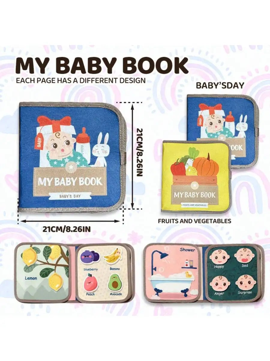 Livre d'activités Montessori pour bébé, livre en tissu pour bébé, jouet d'apprentissage, 1 ensemble de livre en tissu pour bébé, résistant aux déchirures, jouet éducatif, 6.