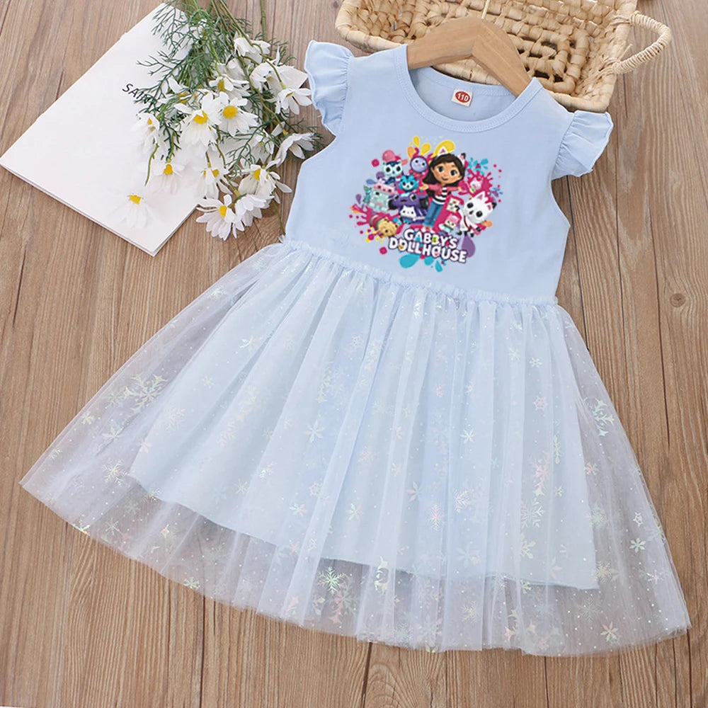 Robe d'été pour filles, nouveauté, vêtements pour enfants, manches courtes, confortable et respirante, robe de princesse mignonne pour enfants, fête d'anniversaire de bébé.