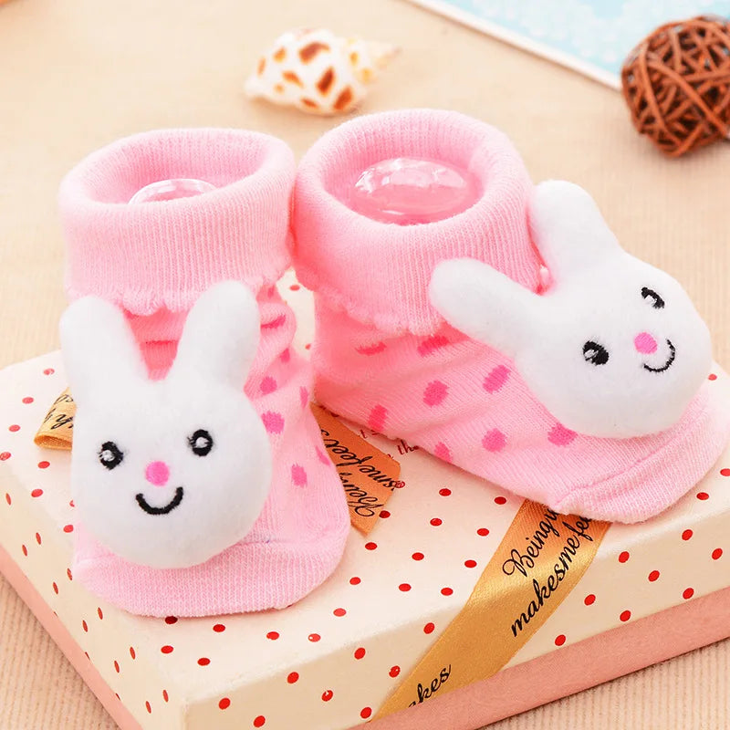 Chaussettes pour bébé, chaussons jouets, accessoires pour nouveau-nés, en caoutchouc antidérapant, motif animal, vêtements pour bébés et enfants.