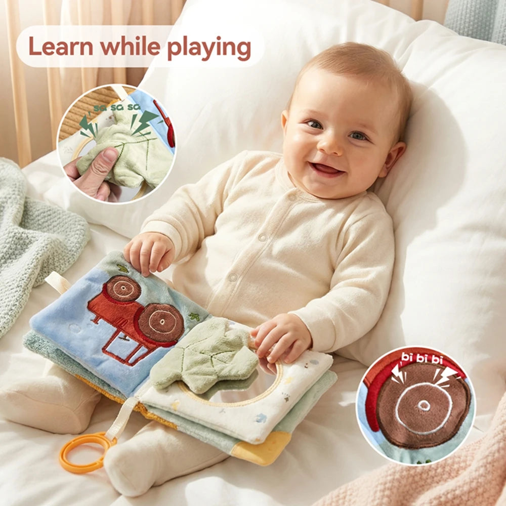Livre en tissu éducatif pour bébé, jouet, petit agneau mignon, livre apaisant pour l'éveil cognitif des tout-petits, cadeau essentiel pour les nouveau-nés.