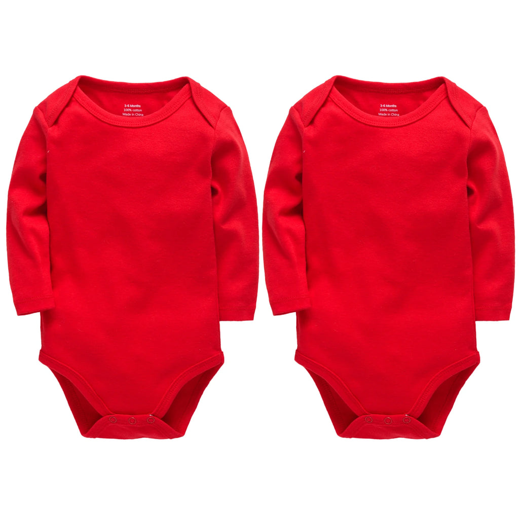 Honeyzone 3PCS/Sets Red Unisex Baby Bodysuit Loungewear Soft Long Sleeve Cotton One-Piece Jumpsuit Newborns Baby Clothing Babies