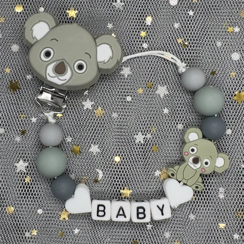 Attaches-tétines personnalisées gratuites avec prénom, jouets de dentition, attaches-tétines, chaînes, accessoires pour bébé, cadeau de naissance.