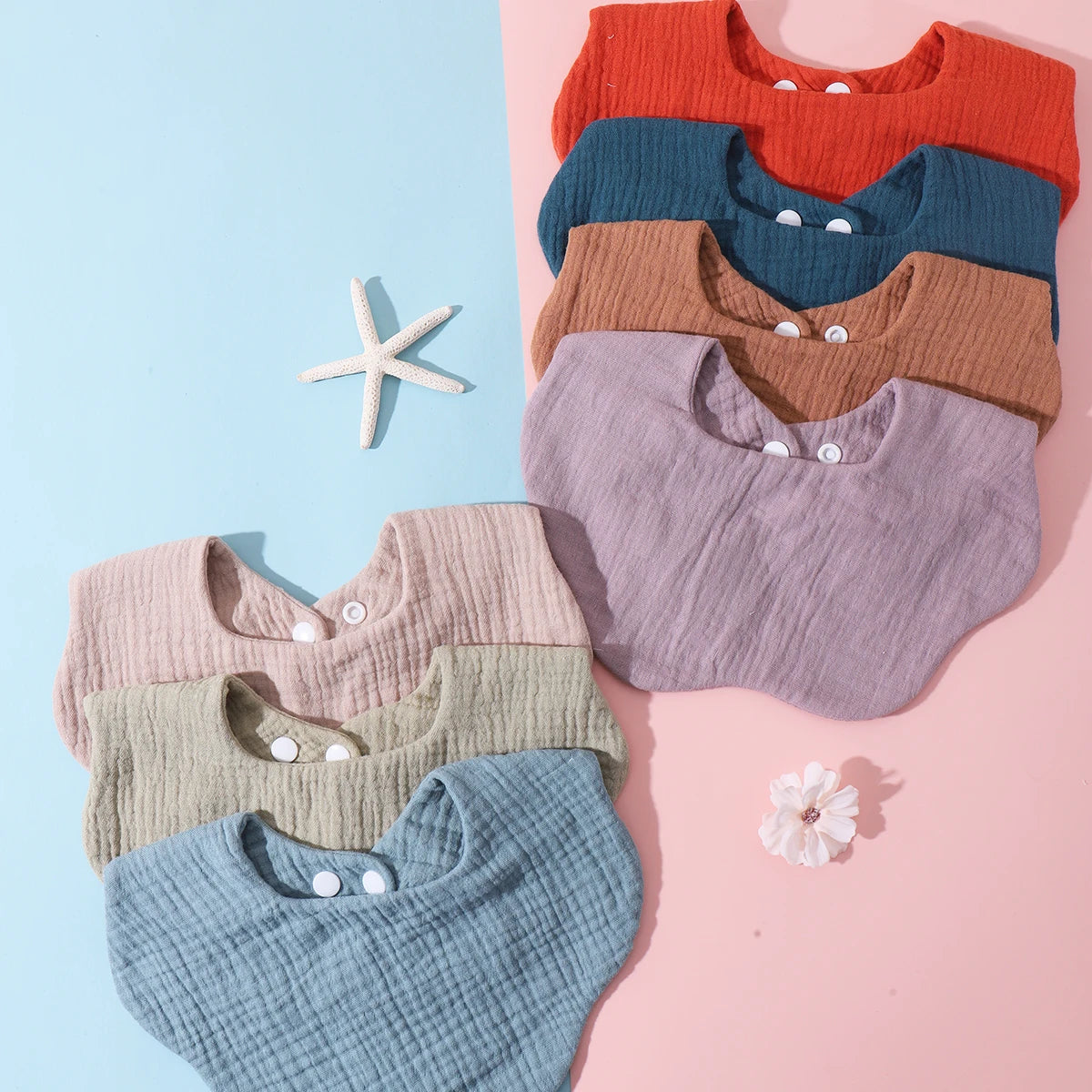 Lot de 3 bavoirs pour bébé (couleur unie, à volants) - Accessoires pour bébé.