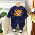 New Winter Baby Boys Clothes Children Cartoon Thick Warm Sleepwear T-Shirt Pants 2Pcs/Sets Toddler Girls Clothing Kids Pajamas