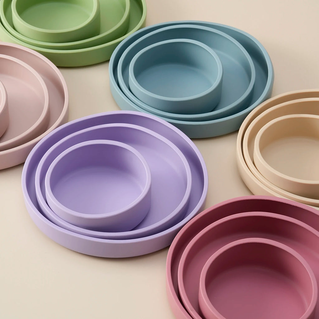 Ensemble de 3 pièces pour l'alimentation de sevrage de bébé : assiettes, bols d'apprentissage, sans BPA, accessoires de table pour tout-petits et nourrissons.