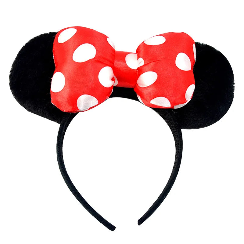 Serre-tête lumineux Minnie Mouse à oreilles de souris, nœud à pois, accessoires pour cheveux pour enfants, lumières clignotantes et jouets colorés.