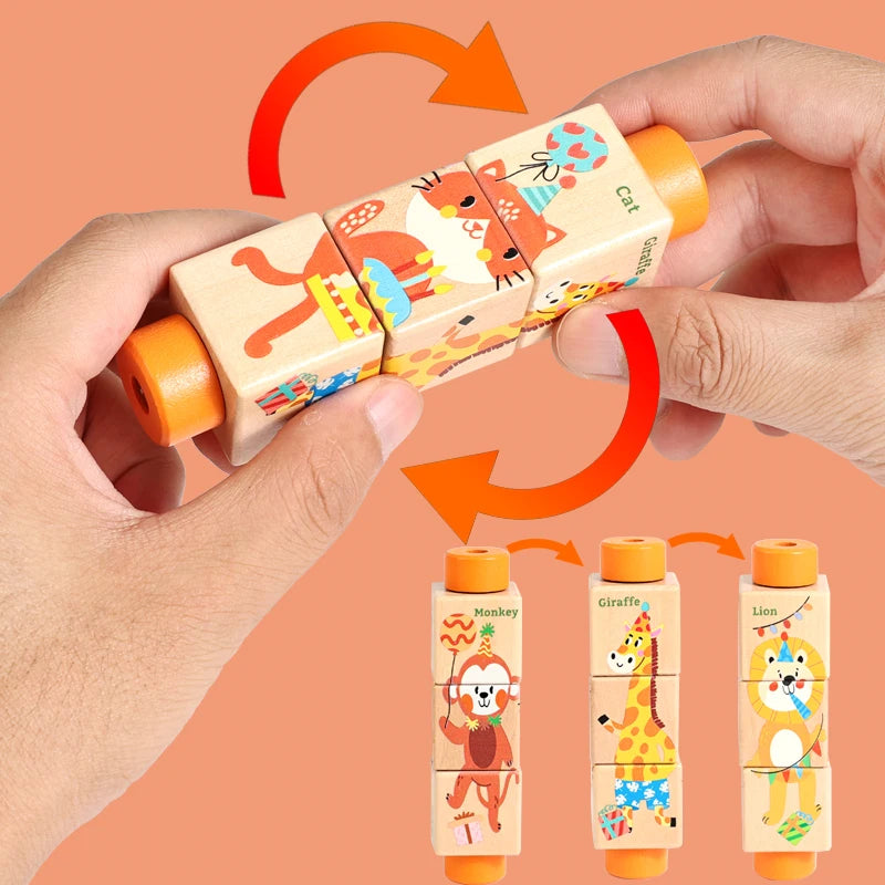 Puzzle en bois rotatif pour bébé, mobile musical avec clochette, jeu Montessori, cadeau de naissance.