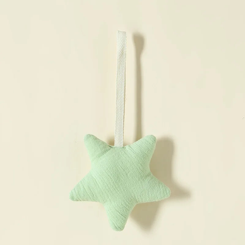 100% Cotton Gauze Baby Stroller Rattle Pendant-Star&Moon Wind Chime Bed Bell,Soft Skin-Friendly,Soothing Sleep Toy for Stroller
