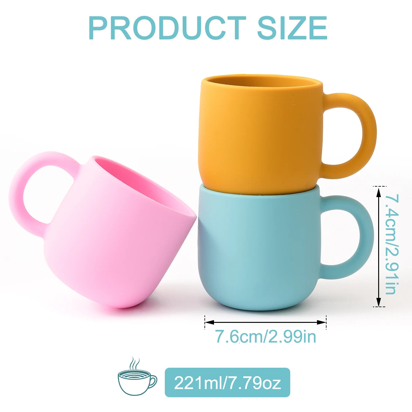 Gobelet d'alimentation pour bébé en silicone Color Kids (1 pièce), avec poignée unique, sans BPA, couleur unie, idéal comme cadeau de naissance.