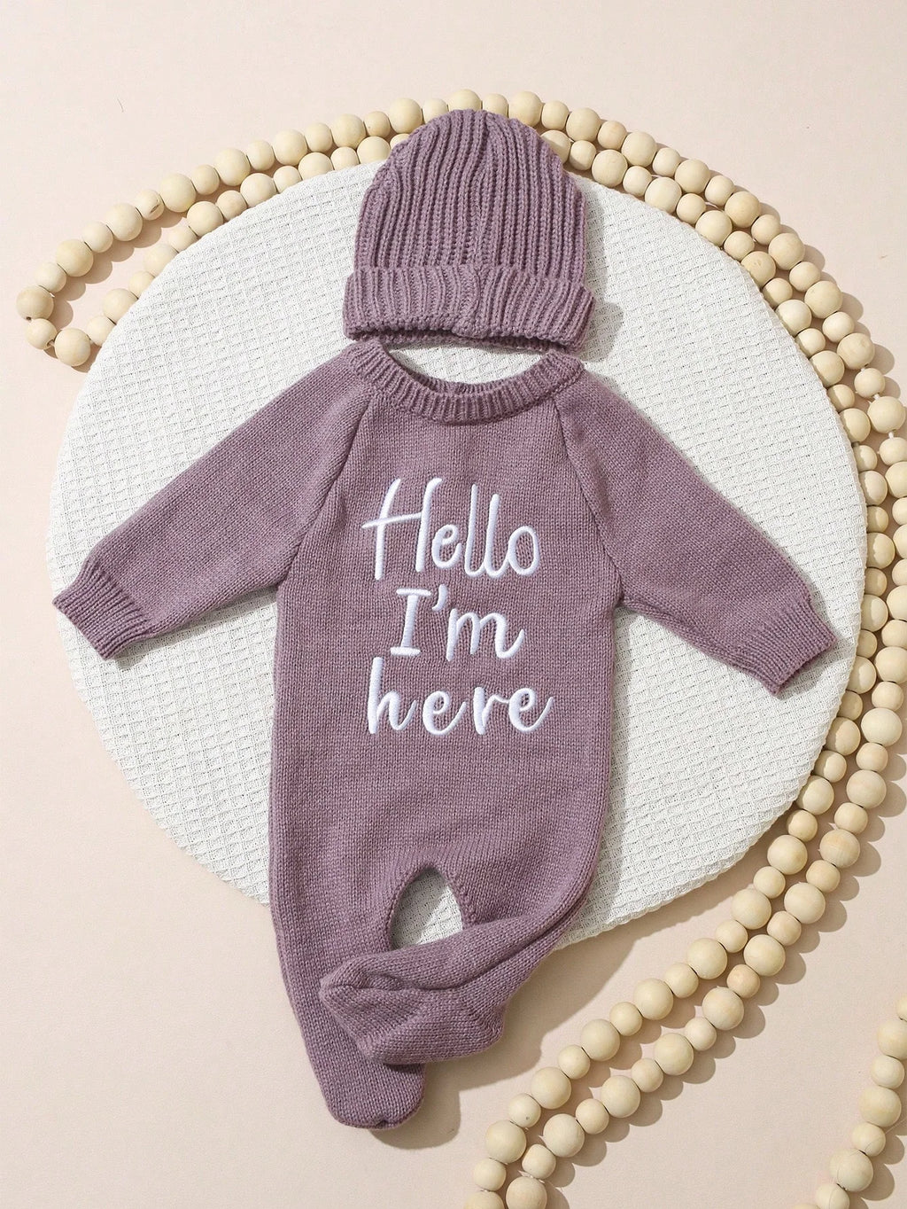 Ylsteed "Hello" Embroidery Newborn Photography Props Infant Romper Jumpsuit With Bow Hat Baby Coming Home Outfit Baby Photo-HD