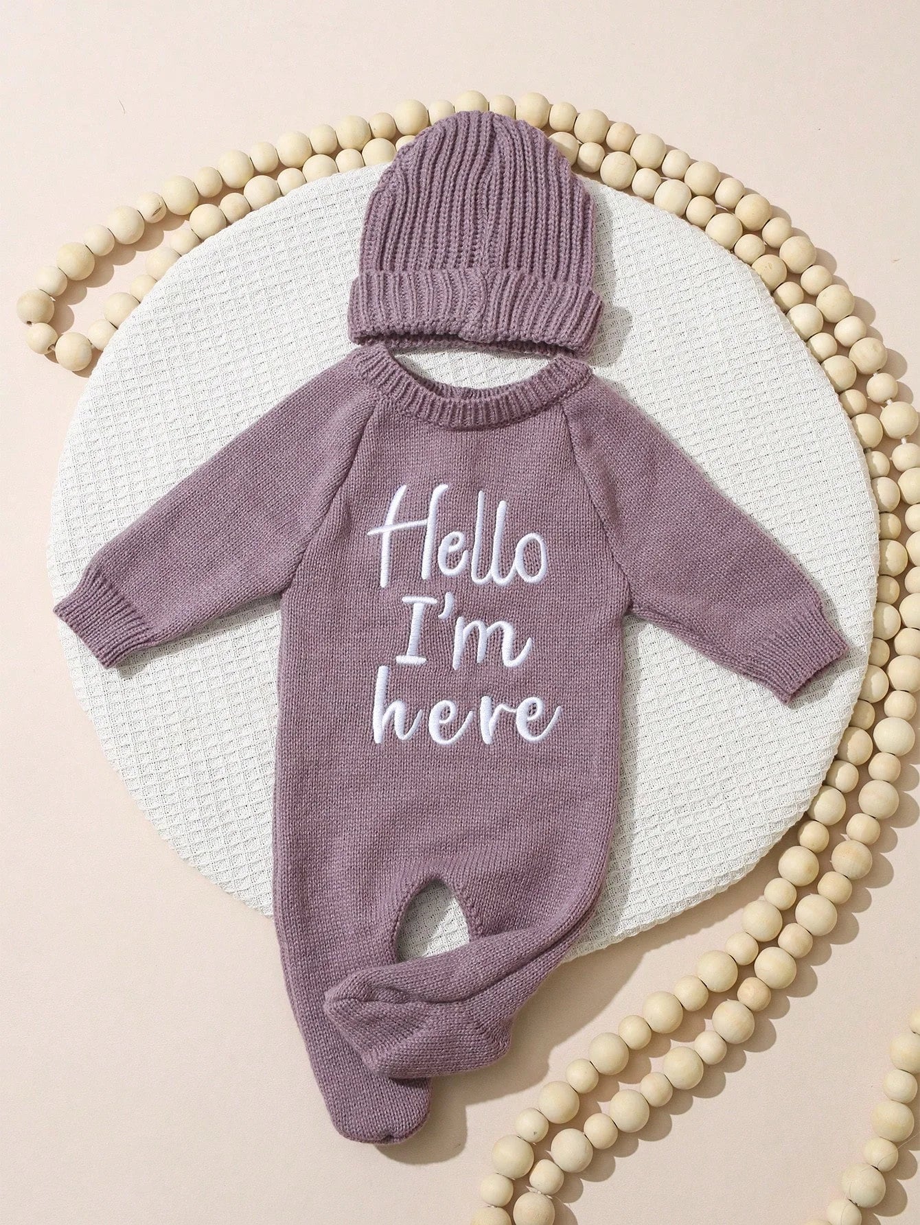 Ylsteed "Hello" Embroidery Newborn Photography Props Infant Romper Jumpsuit With Bow Hat Baby Coming Home Outfit Baby Photo-HD