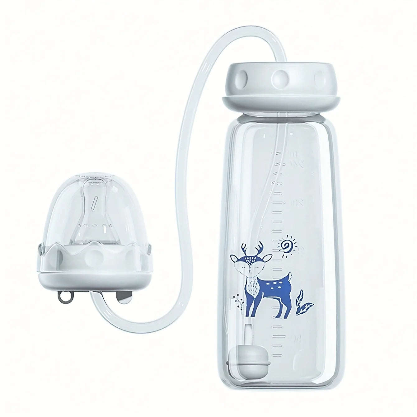Biberon à col normal de 240 ml (8 oz) avec goupillon pour paille, ensemble de biberons mains libres en PP - facilite l'alimentation.