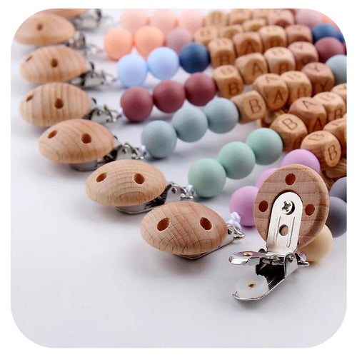 Attaches-tétines personnalisées avec prénom, anneaux de dentition, jouets, attaches-tétines, chaînes, accessoires pour bébés, cadeaux de naissance, personnalisables.