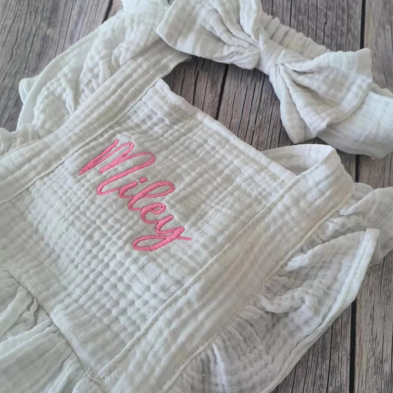 Personalized Summer Newborn Infant Baby Girls Romper + Headband Muslin Sleeveless Rompers Kids Onepiece Fashion Baby Clothing