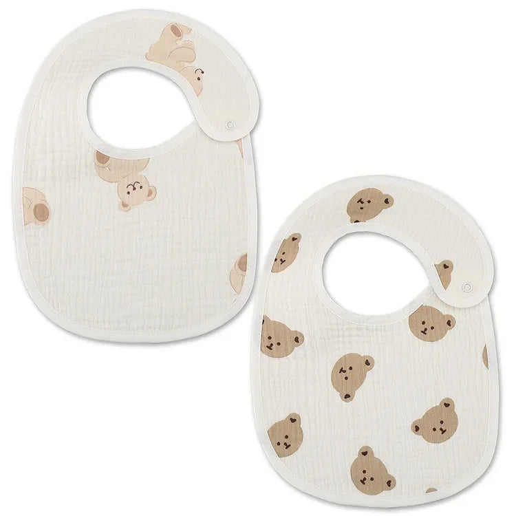 Lot de 2 bavoirs en coton pour bébé, en mousseline douce, pour nouveau-né, idéal pour l'allaitement et les bébés (garçons et filles). Accessoires pour bébé.