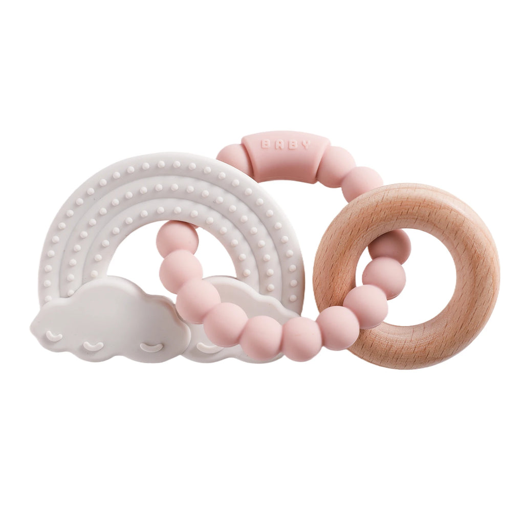 Anneau de dentition en silicone alimentaire (1 pièce), jouet pour bébé de 0 à 12 mois, anneau de dentition sensoriel pour tout-petits, bracelet de dentition planète en silicone. Accessoires inclus.