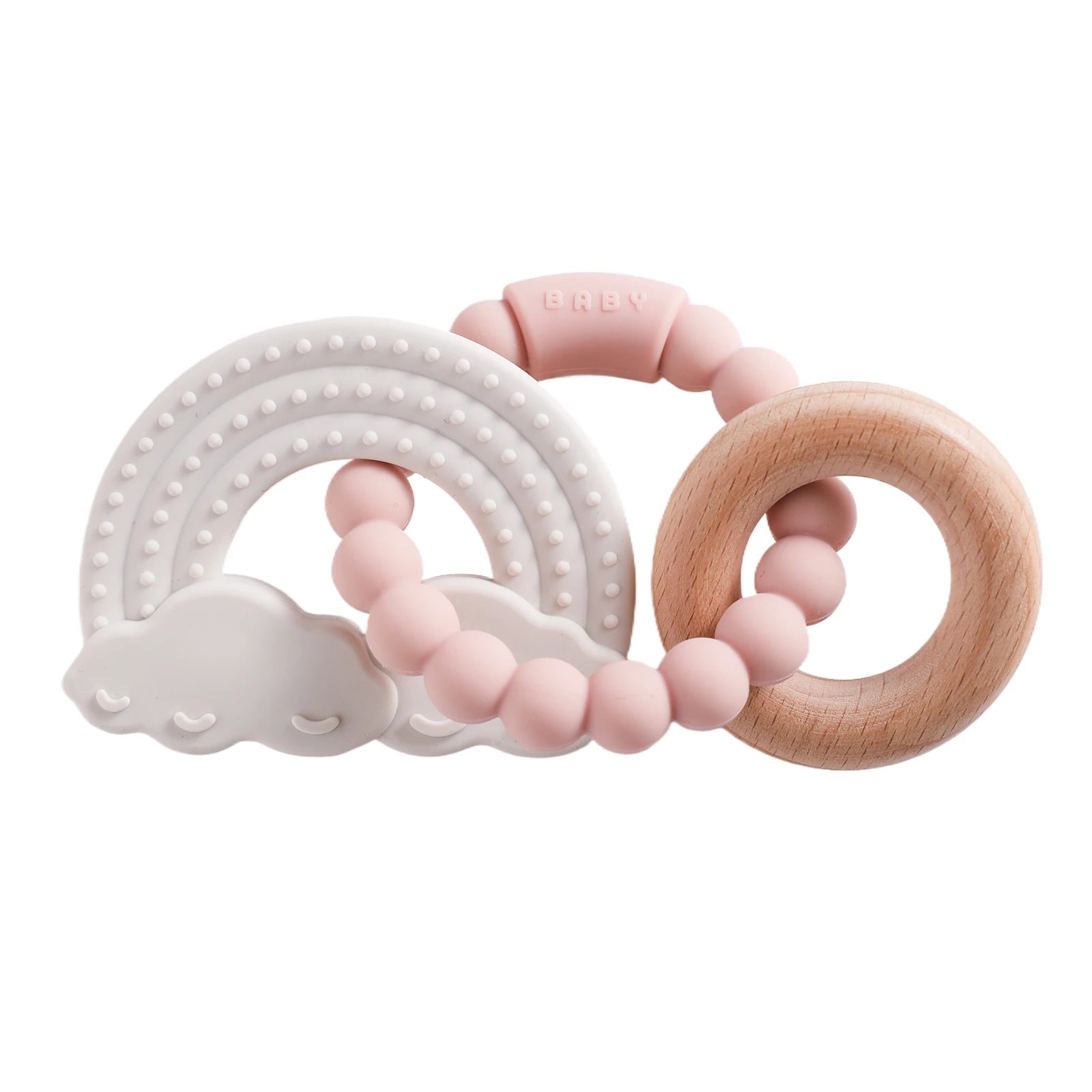Anneau de dentition en silicone alimentaire (1 pièce), jouet pour bébé de 0 à 12 mois, anneau de dentition sensoriel pour tout-petits, bracelet de dentition planète en silicone. Accessoires inclus.