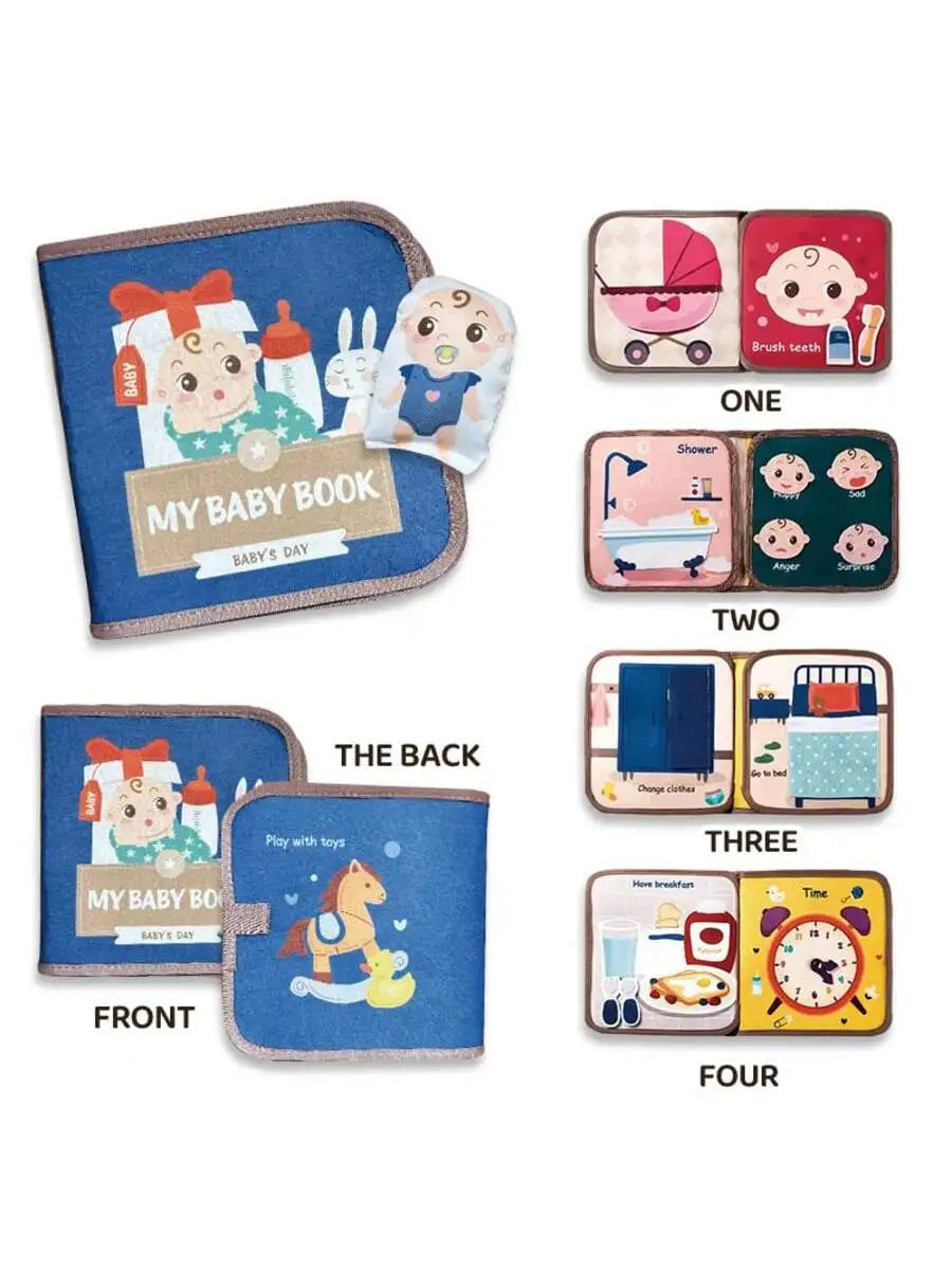 Livre d'activités Montessori pour bébé, livre en tissu pour bébé, jouet d'apprentissage, 1 ensemble de livre en tissu pour bébé, résistant aux déchirures, jouet éducatif, 6.